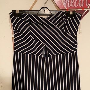 Strapless stripes jumper pantsuit